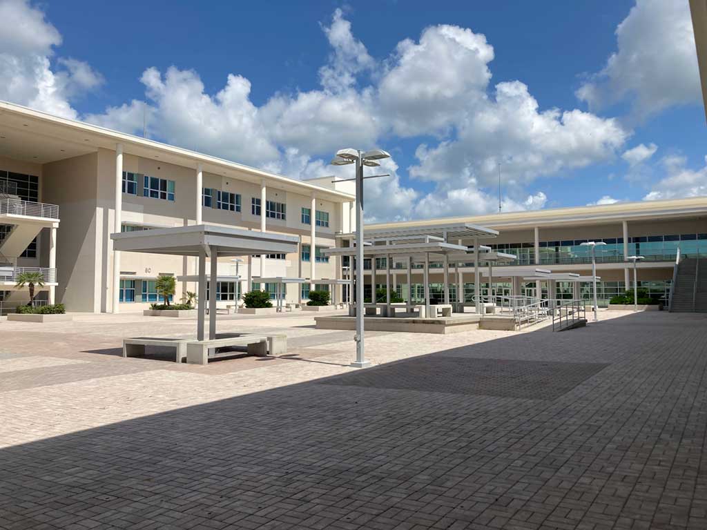 New Riverview High School courtyard
