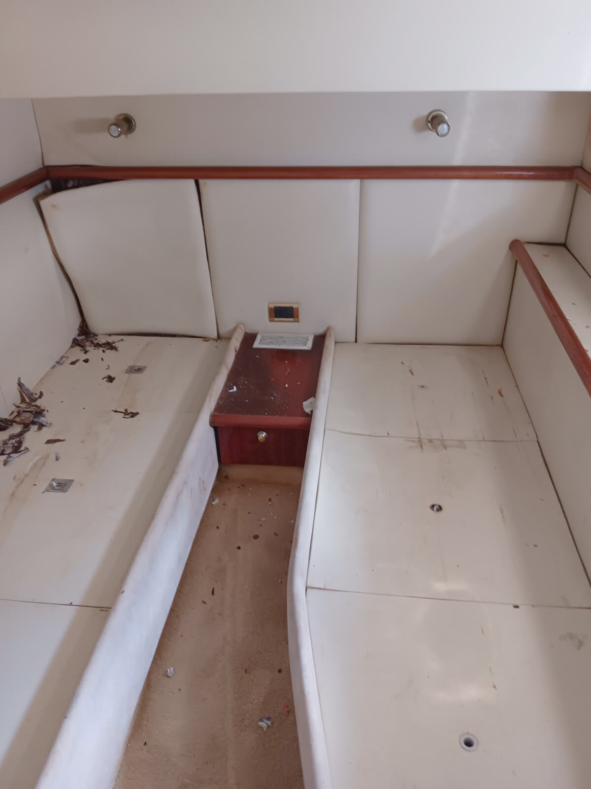 the inside of a boat that has been cleaned up