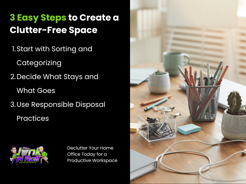 Declutter Your Home Office Today for a Productive Workspace 4 steps to a clutter-free space