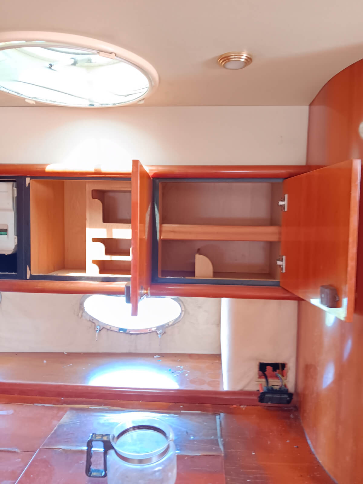 Wooden Cabinet Shelf in the Boat
