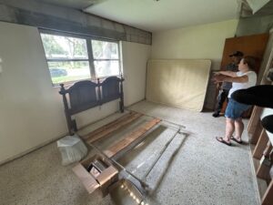 Bedroom furniture and mattress prepared for removal